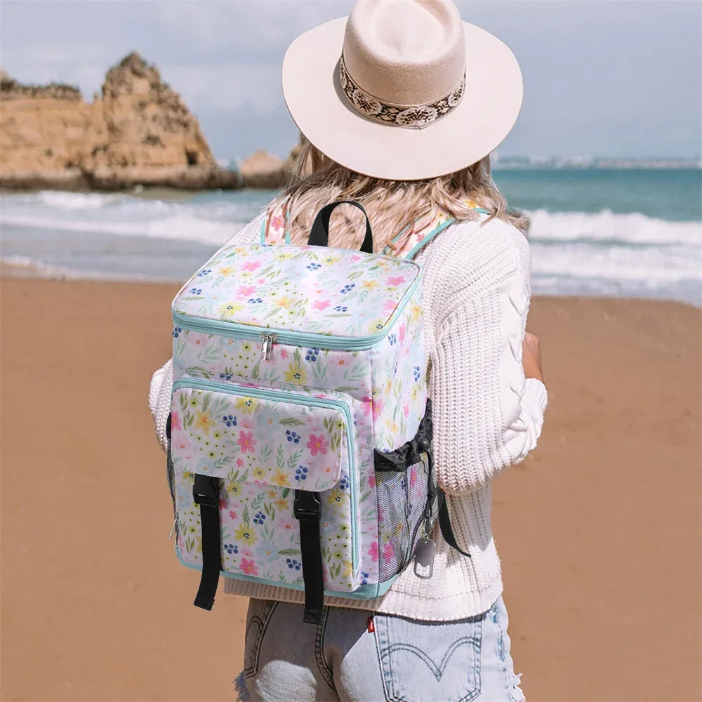 Léopard refroidisseur sac à dos doux isolé sac isotherme plage étanche Oxford refroidisseur déjeuner sac à dos pour randonnée canettes de Shopping été