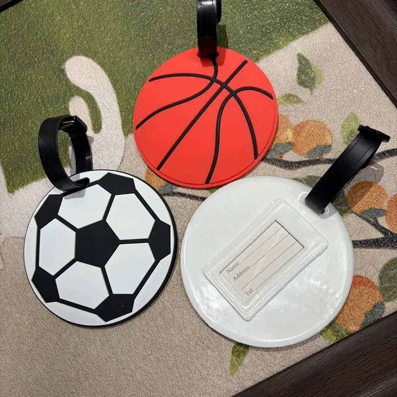 1/2 étiquettes de bagage en silicone souple anti-perte pour le sport (basketball, football, baseball) – idéales pour valises et sacs à dos de voyage