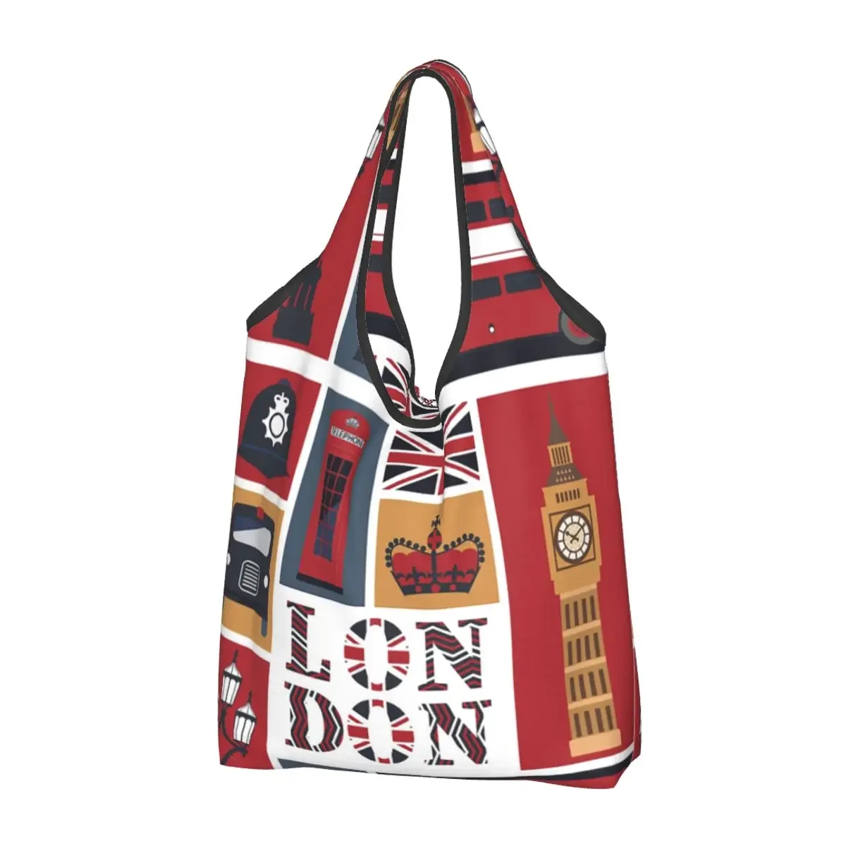 sac fourre-tout portable britannique sensation red bus, btfashion, vintage, royaume-uni, londres, symdockers shopping, épicerie, sac initié