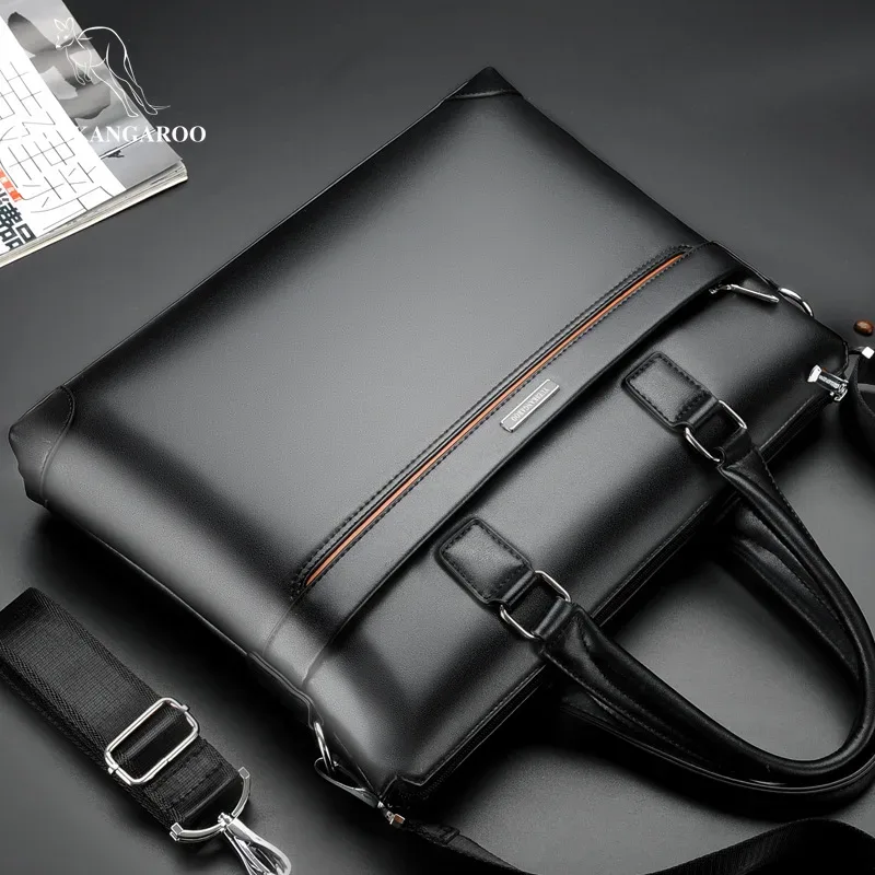 sac à main kangourou en cuir pu pour hommes, étuis à bombes, sac à bandoulière carré, sac à bandoulière, sac à main d'affaires, sac à main de créateur, sac à documents, initié, ordinateur portable, côté