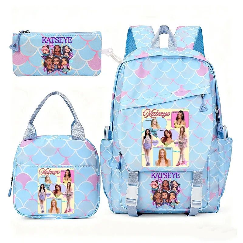 katseye musique sacs à dos pour filles garçons 3 pièces voyage haute capacité étudiants sacs d'école couleur fraîche ordinateur portable mochilas yk2