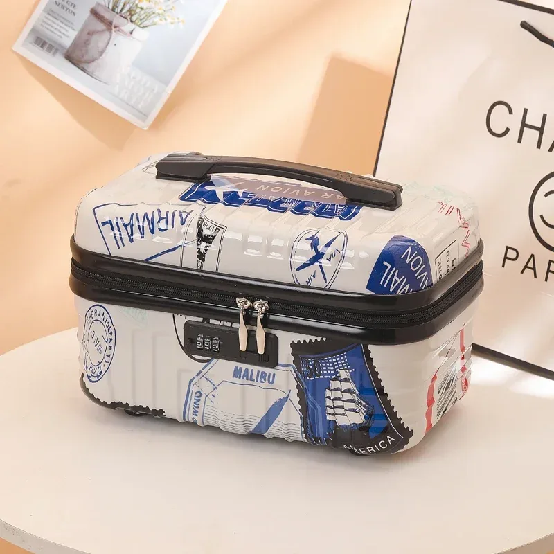 mini sac à cosmétiques portable 16 pouces, boîte à bagages pratique, petite mallette de rangement cadeau, boîte de voyage, protection par mot de passe