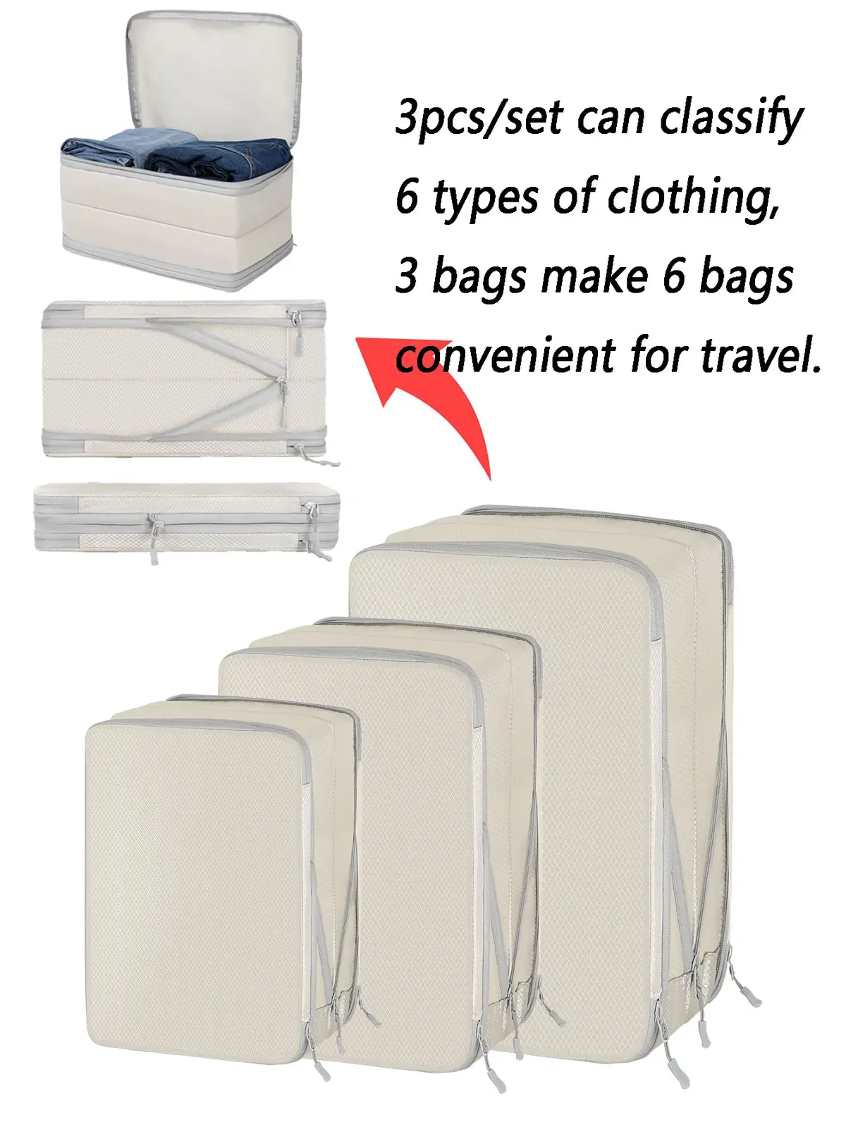 4 pièces/ensemble emballage compressible sac de rangement de voyage cubes valise étanche en nylon portable avec sac à main organisateur de bagages ryanai