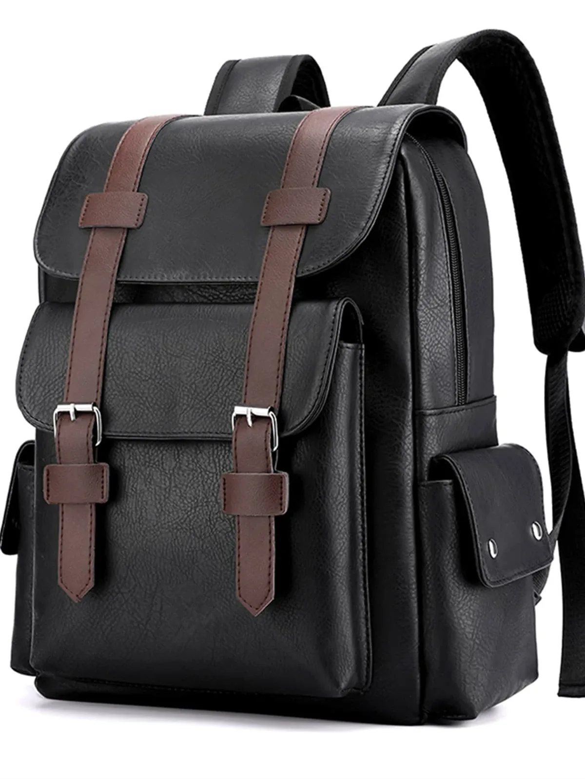 sac à dos en cuir pu pour hommes de style vintage, imperméable et durable avec une grande capacité pour ordinateur portable de 14,7 pouces, idéal pour voyager