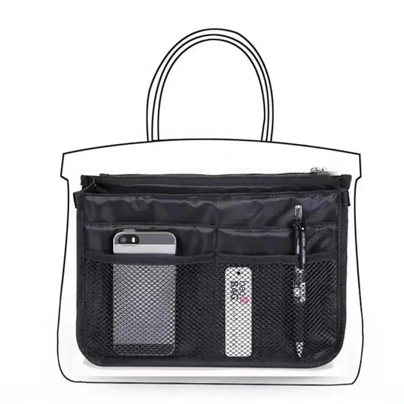 organisateur insérer sac femmes nylon voyage insérer organisateur sac à main sac à main grande doublure dame maquillage cosmétique sac pas cher femme fourre-tout
