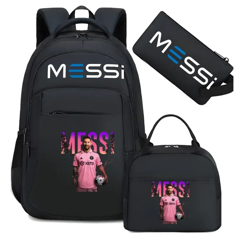 sac à dos de football messi, camouflage, pour étudiants, sac d'école pour ordinateur portable, sac à dos de grande capacité, pour femmes et hommes, loisirs, voyage, mochila 3 pièces