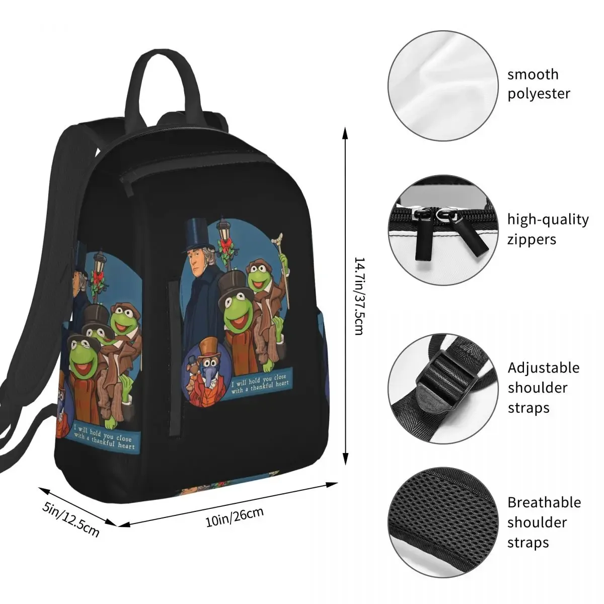 sac à dos i will hold you close with a thankful heart muppet christmas carol, sac à livres pour étudiants, sac d'école, sacs à bandoulière pour ordinateur