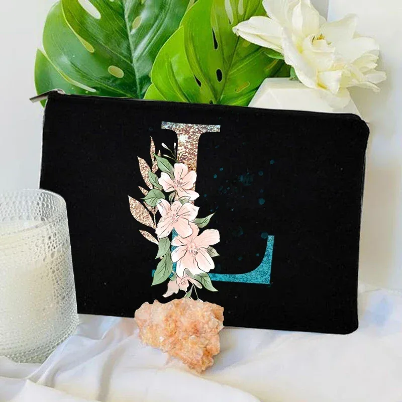 sacs à fermeture éclair pour maquillage initial dégradé, pochette de voyage pour toilettes, rouge à lèvres, enterrement de vie de jeune fille, pochette cosmétique pour demoiselle d'honneur