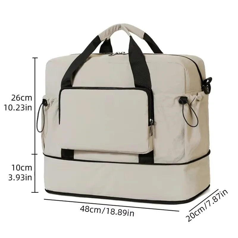 sac de sport avec compartiment sec/humide, sac de voyage, sac de rangement pour bagages de courte distance, sac bandoulière portable extensible sac à main