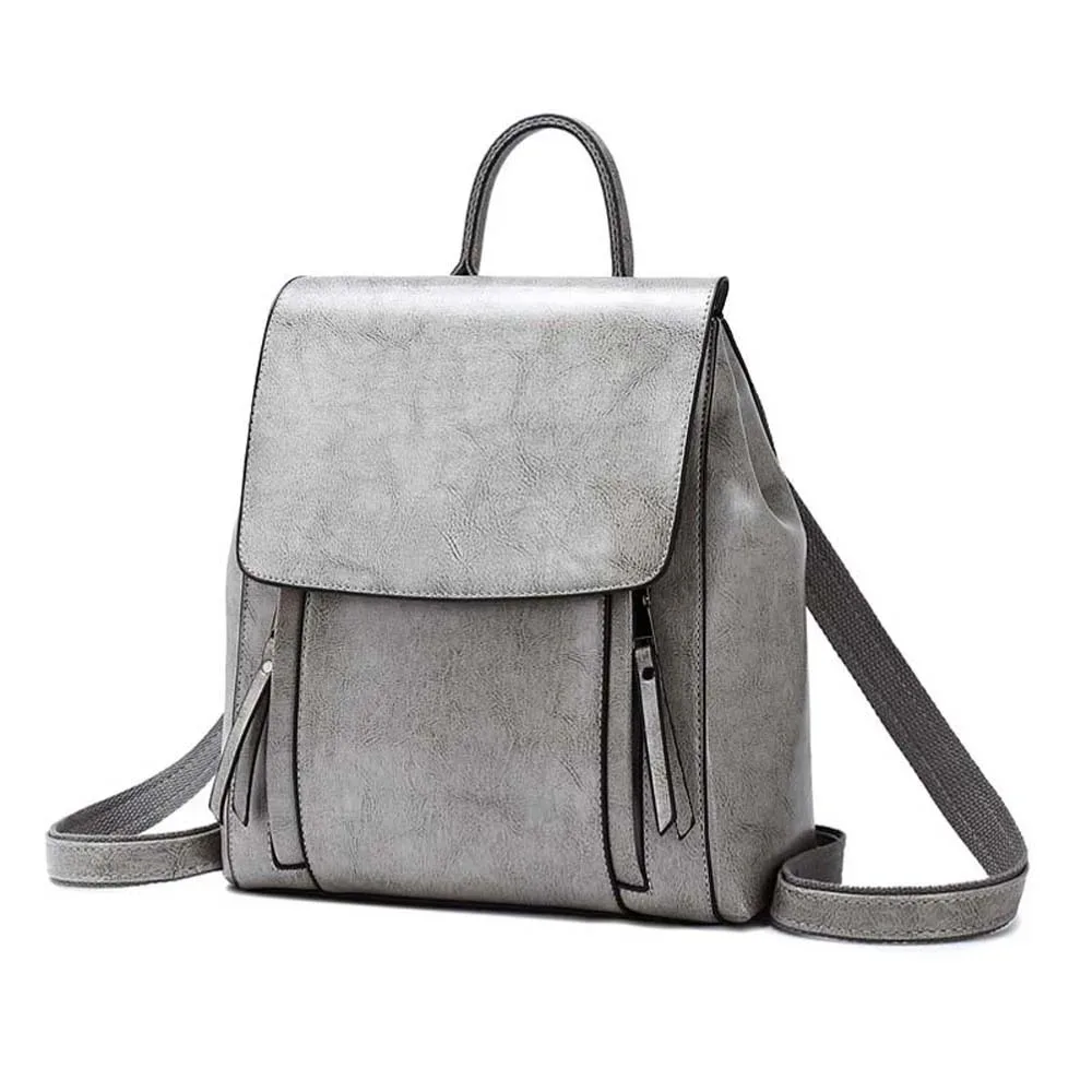 sac à dos rétro en cuir pour femmes, grande capacité, boucle magnétique, sac à dos imperméable multi-poches, sac de voyage antivol