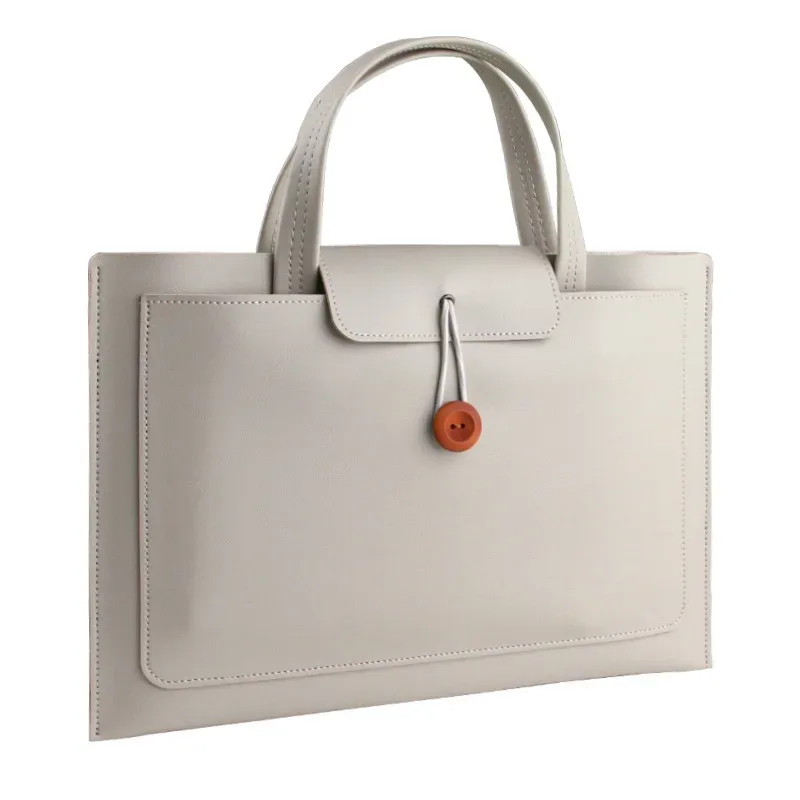 porte-documents/sac à main en cuir lisse avec initiales monogrammées, grande capacité, pour ordinateurs portables apple macbook 14 pouces et huawei 16 pouces