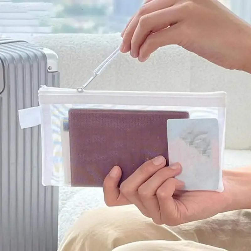 porte-passeport de voyage en maille transparente, sac organisateur de cartes d'identité et de billets, pochette à fermeture éclair pour documents, 1/3/5 pièces