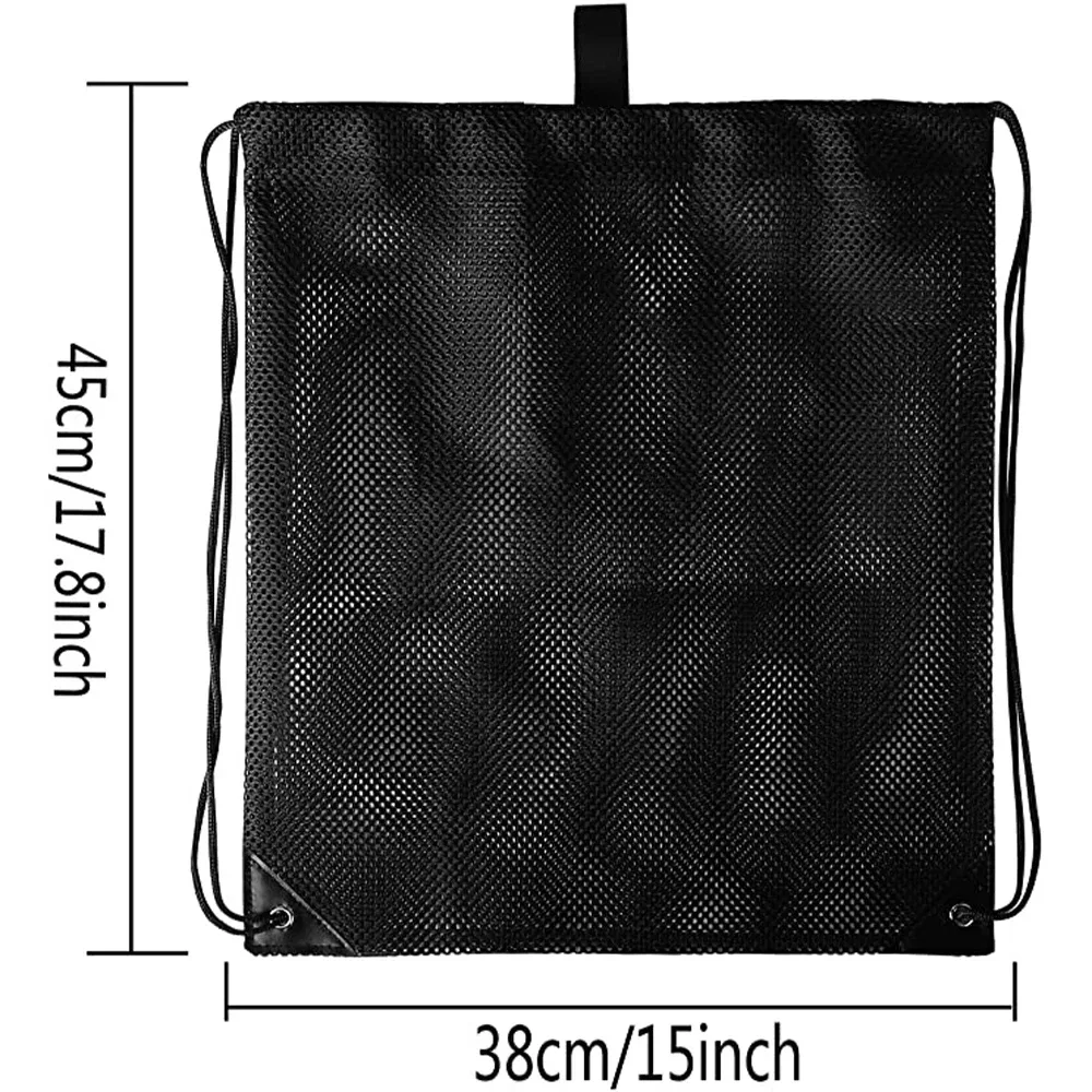 sac à dos en maille à cordon de serrage, sacs en maille noire, sac en filet pour ballon de football robuste, sac d'équipement pour salle de sport, plage, équipements de natation