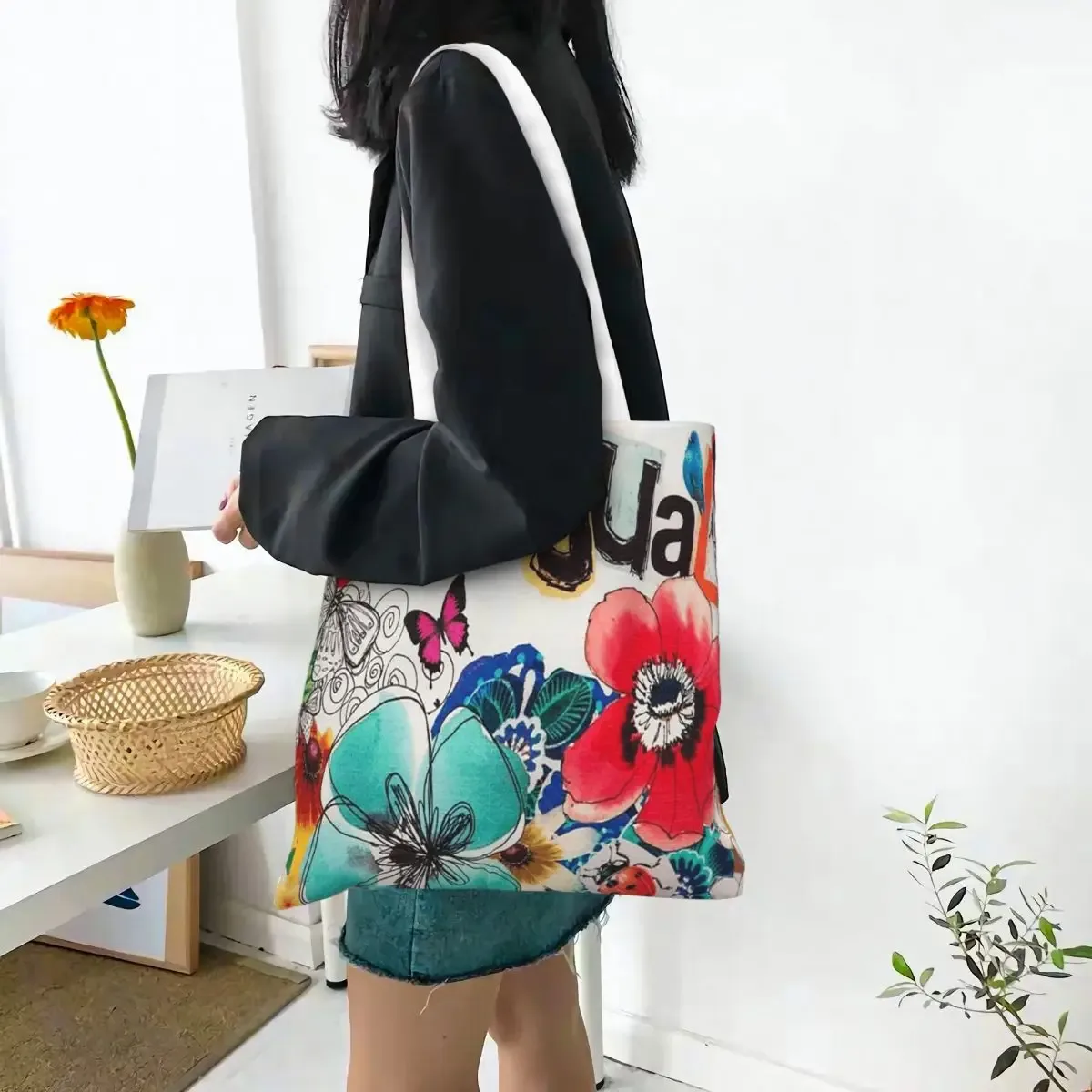desigual sacs à provisions personnalisés dames toile le sac fourre-tout réutilisable femmes épaule fourre-tout voyage sac à main