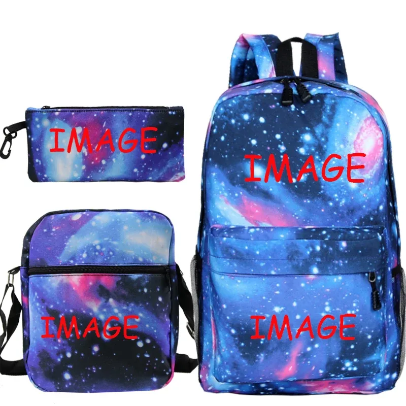 bricolage sac à dos livraison directe client sac à dos étudiant cartable 3 pièces/ensembles sacs à bandoulière logo personnalisé sacs hommes livre sacs mochila