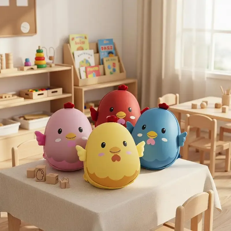 sac à dos pour enfants en forme de poulet de dessin animé, imperméable, réglable, mignon et durable, pour la maternelle, l'école, l'usage quotidien