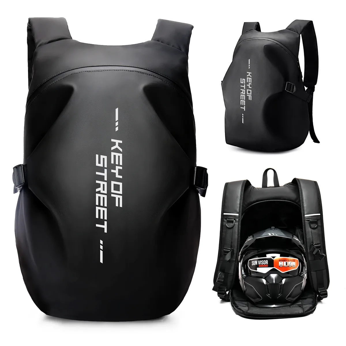 sac à dos de casque pour moto, sac de rangement de casque étanche de grande capacité, sac à dos de randonnée avec bande réfléchissante