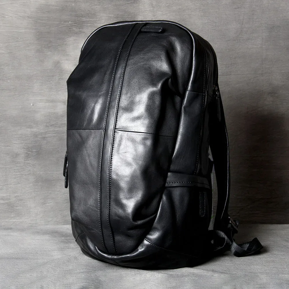 sac à dos décontracté en cuir véritable pour hommes, sacoche pour ordinateur portable de 16 pouces, sac de voyage en cuir de vache de première qualité, sacs à dos à la mode pour hommes