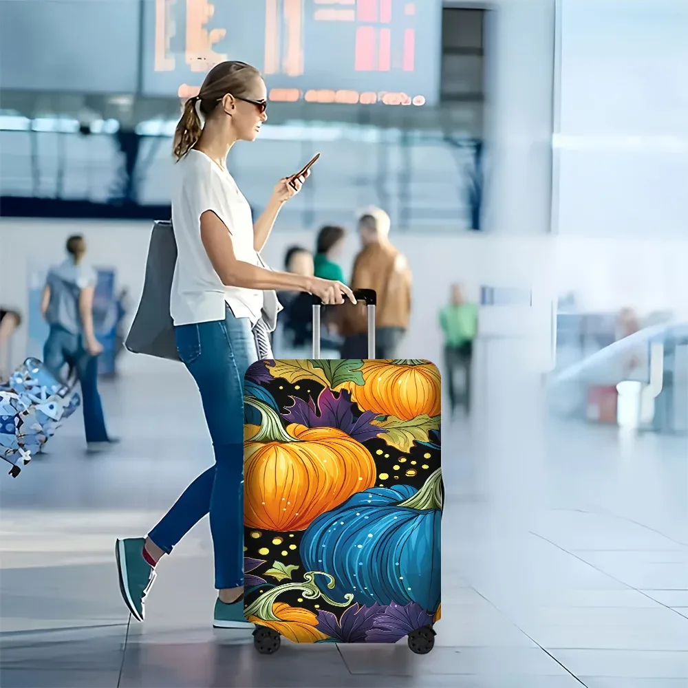 1 housse de bagage colorée à imprimé citrouille. convient aux valises de 18 à 32 pouces ; protège efficacement