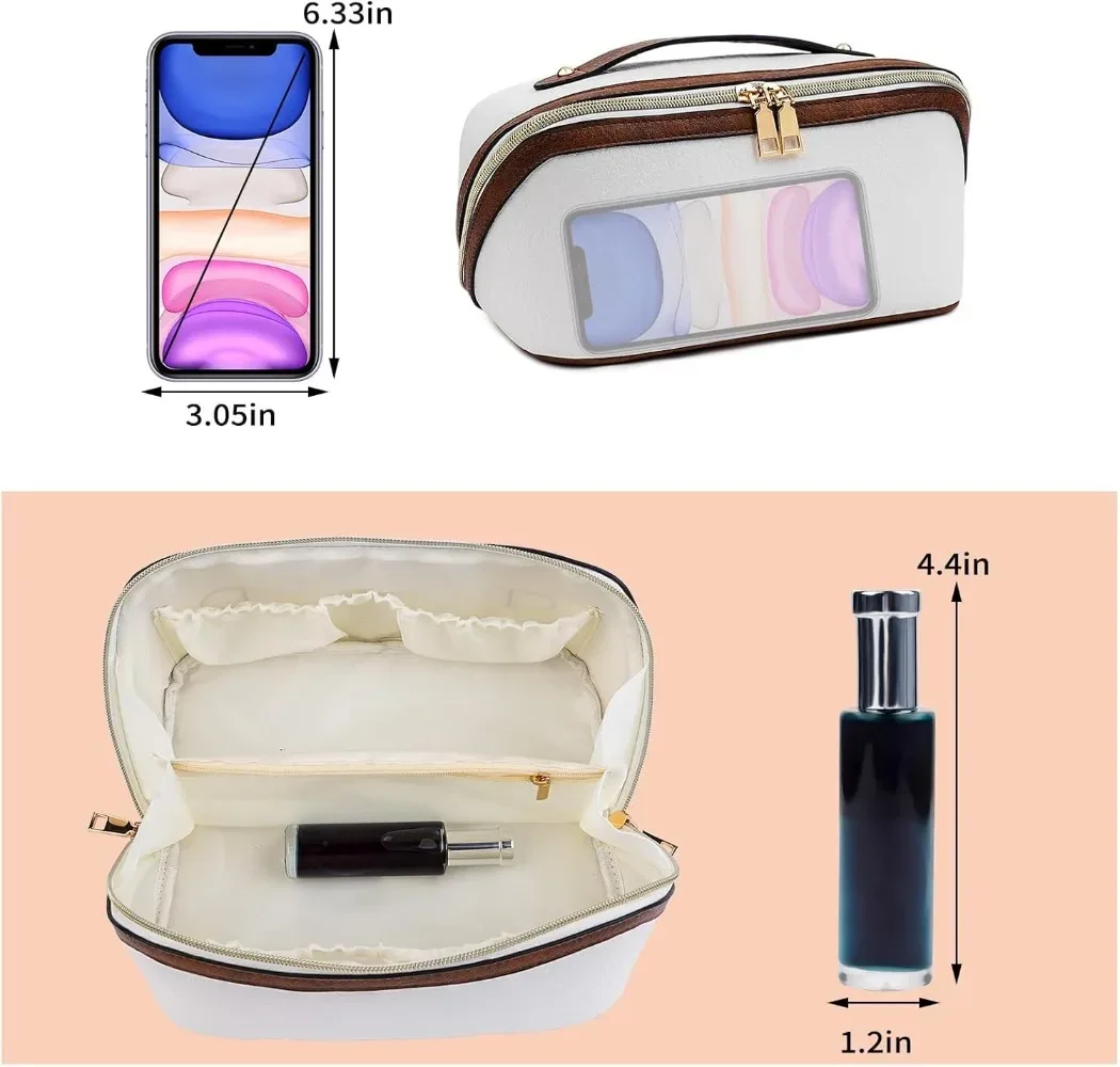 sac à cosmétiques de voyage de grande capacité, trousse de maquillage en cuir pu étanche, organisateur, pochette de toilette portable pour femmes, rangement de salle de bain
