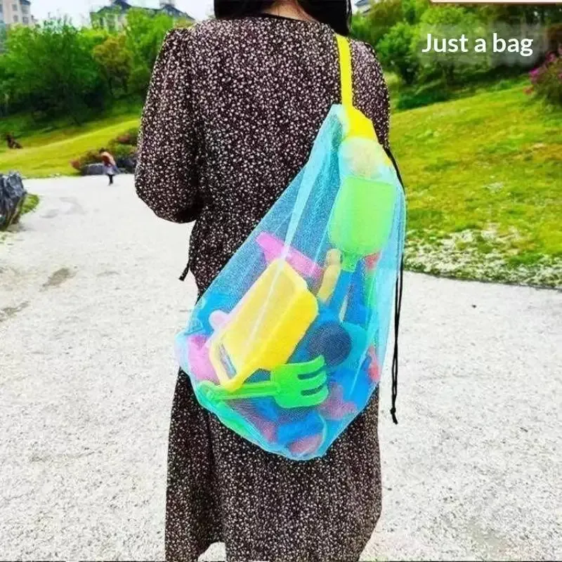 sac de rangement pour jouets de plage en maille de grande capacité, sac pliable respirant et portable pour voyage, organisateur de sac de natation en plein air, 1 pièce