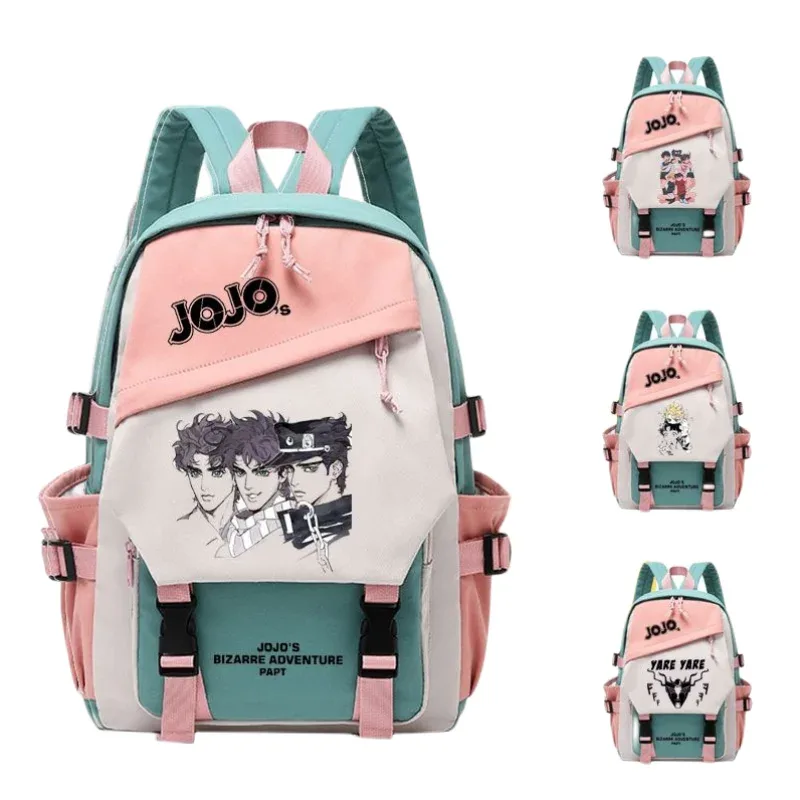 kujō jōtarō anime jojo's bizarre adventure sac à dos étudiant sac d'école toile adolescents sac à dos de voyag