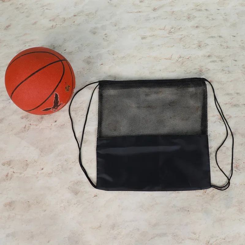 sac de basket-ball à double bandoulière avec cordon de serrage, sac de rangement multifonctionnel pour ballons de football pour étudiants, sac en maille, pompe à ballon de basket