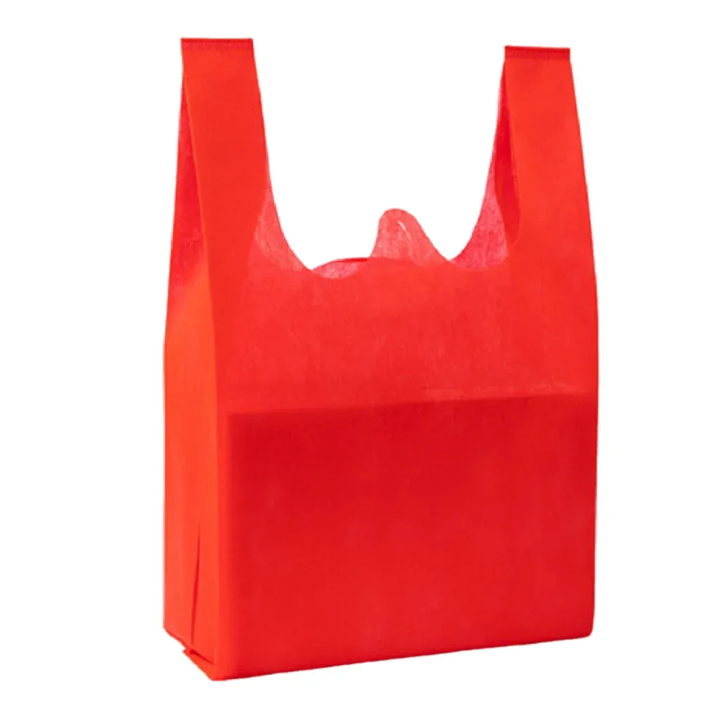 sacs de courses non tissés de couleur unie, sac à main portable de grande capacité, respectueux de l'environnement, sac de rangement épais et durable, 50 pièces