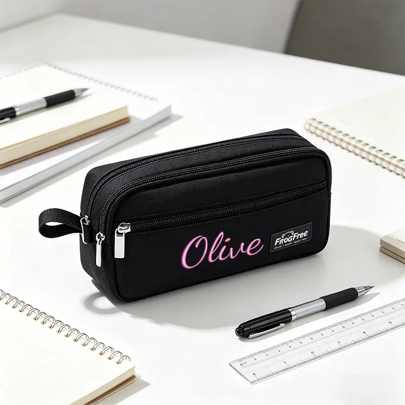 broderie personnalisée/style standard 2 options, trousse à crayons à trois compartiments, pochette, trousse de maquillage, saison rentrée scolaire, cadeau !