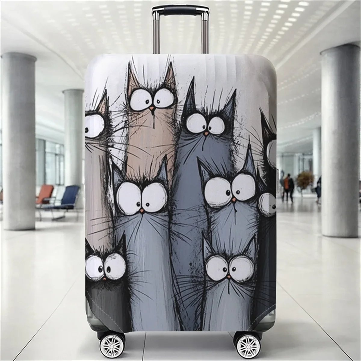 housse de protection pour bagages à motif chat, adaptée aux housses de bagages de 18 à 32 pouces, gants pour poignée de bagage, accessoires de voyage
