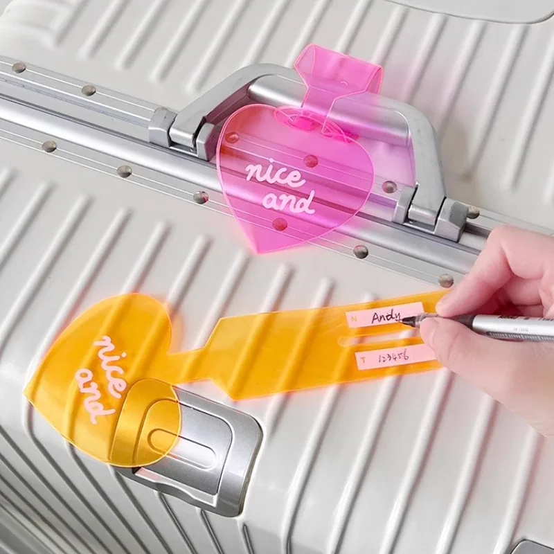 étiquette de bagage en forme de cœur mignon, étiquette de nom de valise transparente et souple, étiquettes de 