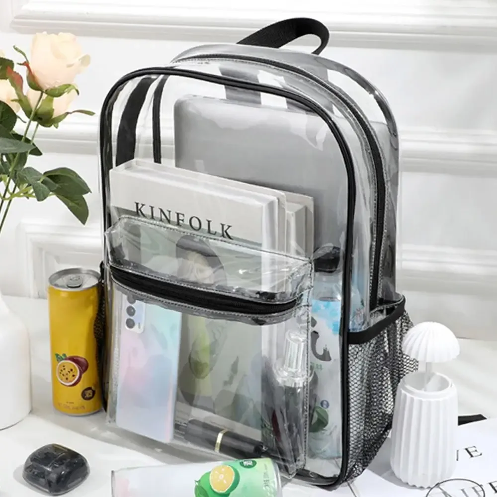 sac à dos transparent en pvc pour sports de plein air, fitness, voyage décontracté, visible, grande capacité, sac à bandoulière étanche