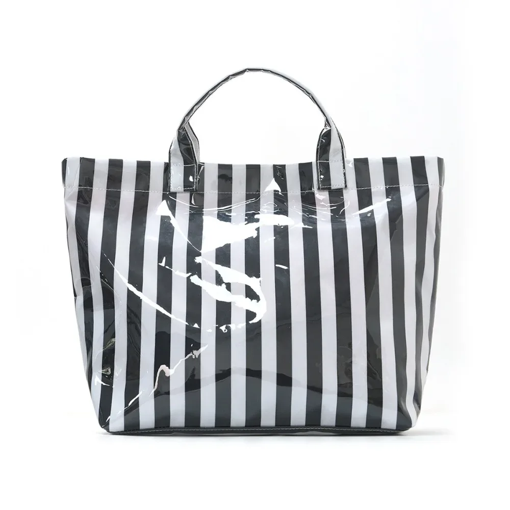sac à main de voyage en polyester, design rayé, grande capacité, bagage à main, sac à bandoulière, valise de rangement pliable, accessoires de voyage