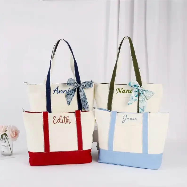 sac fourre-tout personnalisé en toile, sac fourre-tout avec nom et logo personnalisés, sacs à mots personnalisés, cadeau de mariage, cadeau pour demoiselle d'honneur, sac de plage en toile, sac de transport