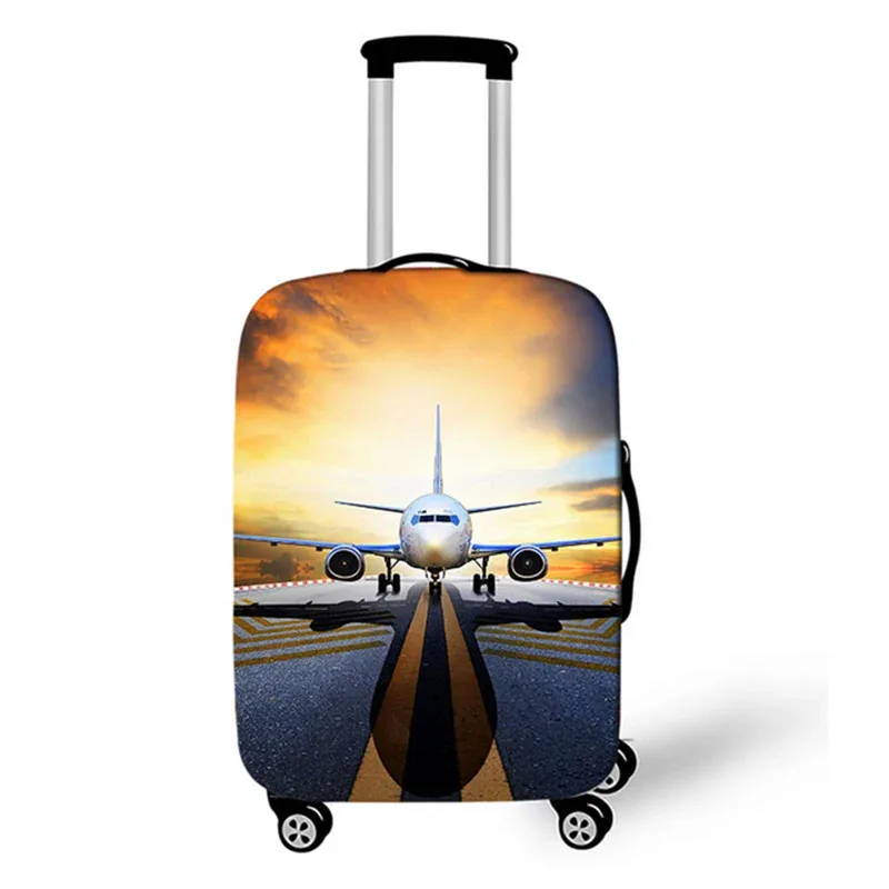 juste de valise de voyage 3d en tissu élastique, housse de protection pour bagages, housse épaisse pour valise à roulettes, accessoire de voyage, avion, 18-32 pouces