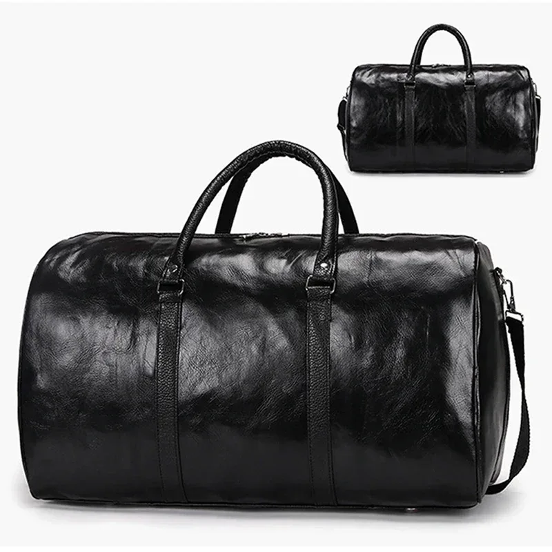 grand sac de voyage en cuir pu pour homme, grand sac de sport indépendant, sacs à main de fitness, bagage initié, noir, mode fermeture éclair, 2024