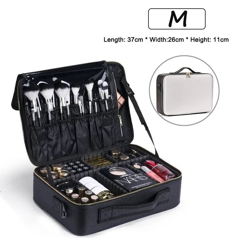 trousse à cosmétiques professionnelle pour femme, sacs à cosmétiques en cuir, oxford imperméable, grande capacité, étui de maquillage de voyage pour maquilleuse