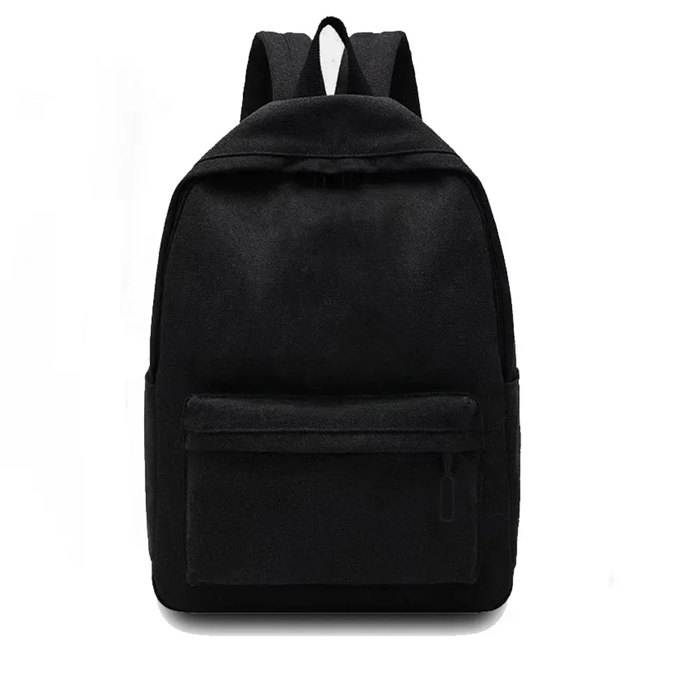 sac à dos noir de grande capacité, sac de voyage léger et simple, sacs d'école pour étudiants, sac de rangement à fermeture éclair pour étudiants