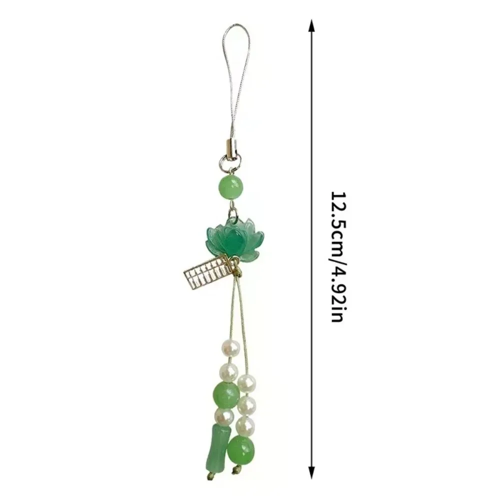 accessoire de bijouterie, pendentif lotus perlé de style chinois, fait main, vintage, chaîne pour appareil photo, décoration à suspendre pour sac à dos