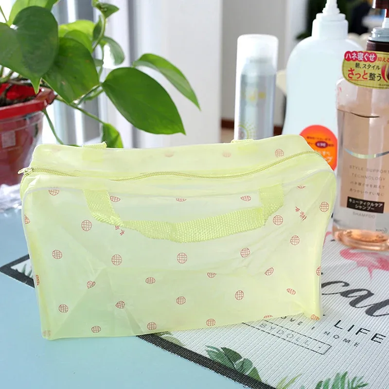 trousse cosmétique transparente en pvc pour femme, trousse de maquillage transparente pour fille, étui de beauté étanche avec fermeture éclair, trousses de toilette de voyage, sac à main, 1 pc