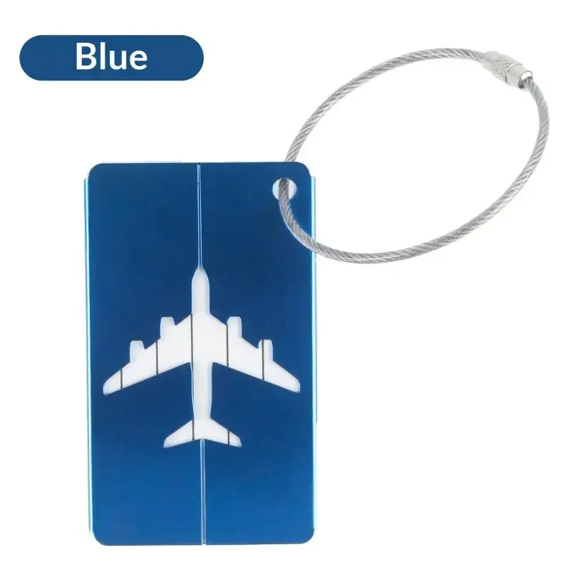 étiquette de bagage en alliage d'aluminium pour avion, anti-perte, avec porte-carte d'identité, couleur unie, accessoires de voyage