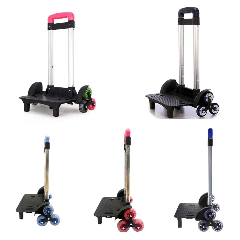 Chariot de sac à dos en alliage d'aluminium avec 6 chariots pliables, chariot à main à roulettes pour sac à dos de bagages, sacs d'école