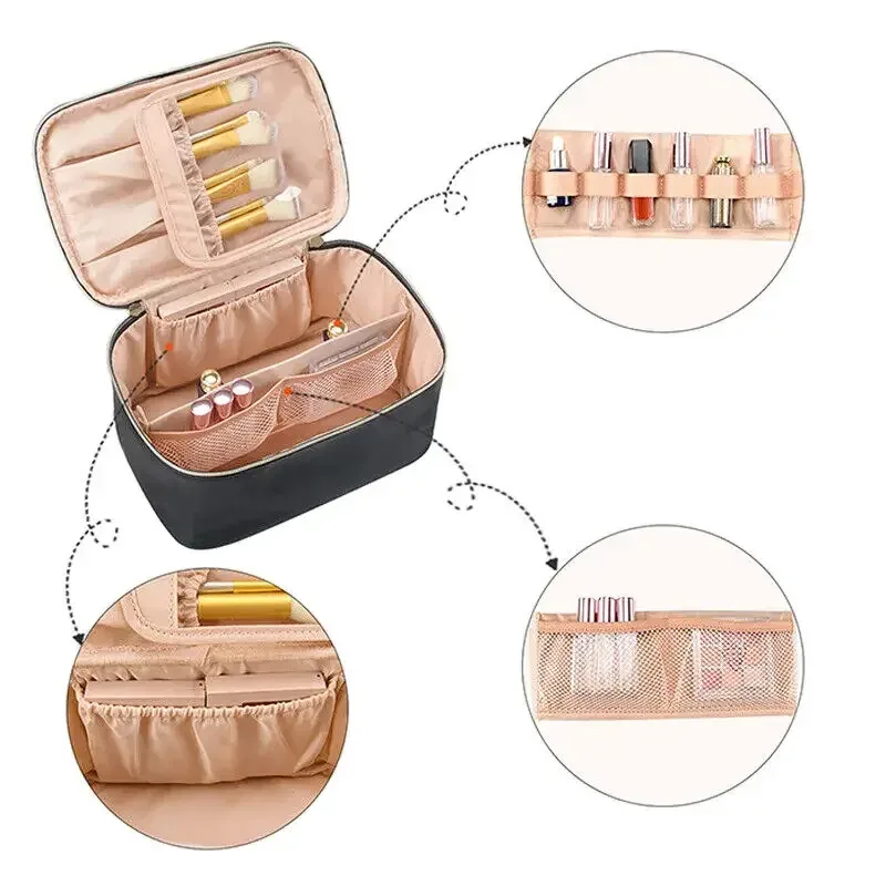 sac de rangement de toilette étanche en pu de grande capacité, sac de cosmétiques portable de voyage à la mode pour femmes et hommes
