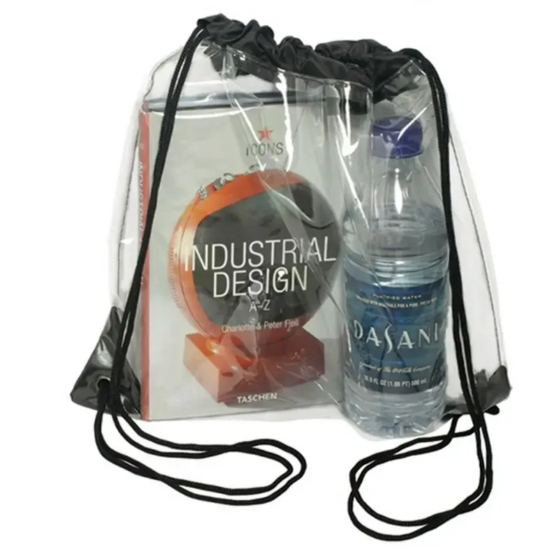 sac à dos transparent avec cordon de serrage 33x43cm, fourre-tout de sport pour l'école, nouvelle collection