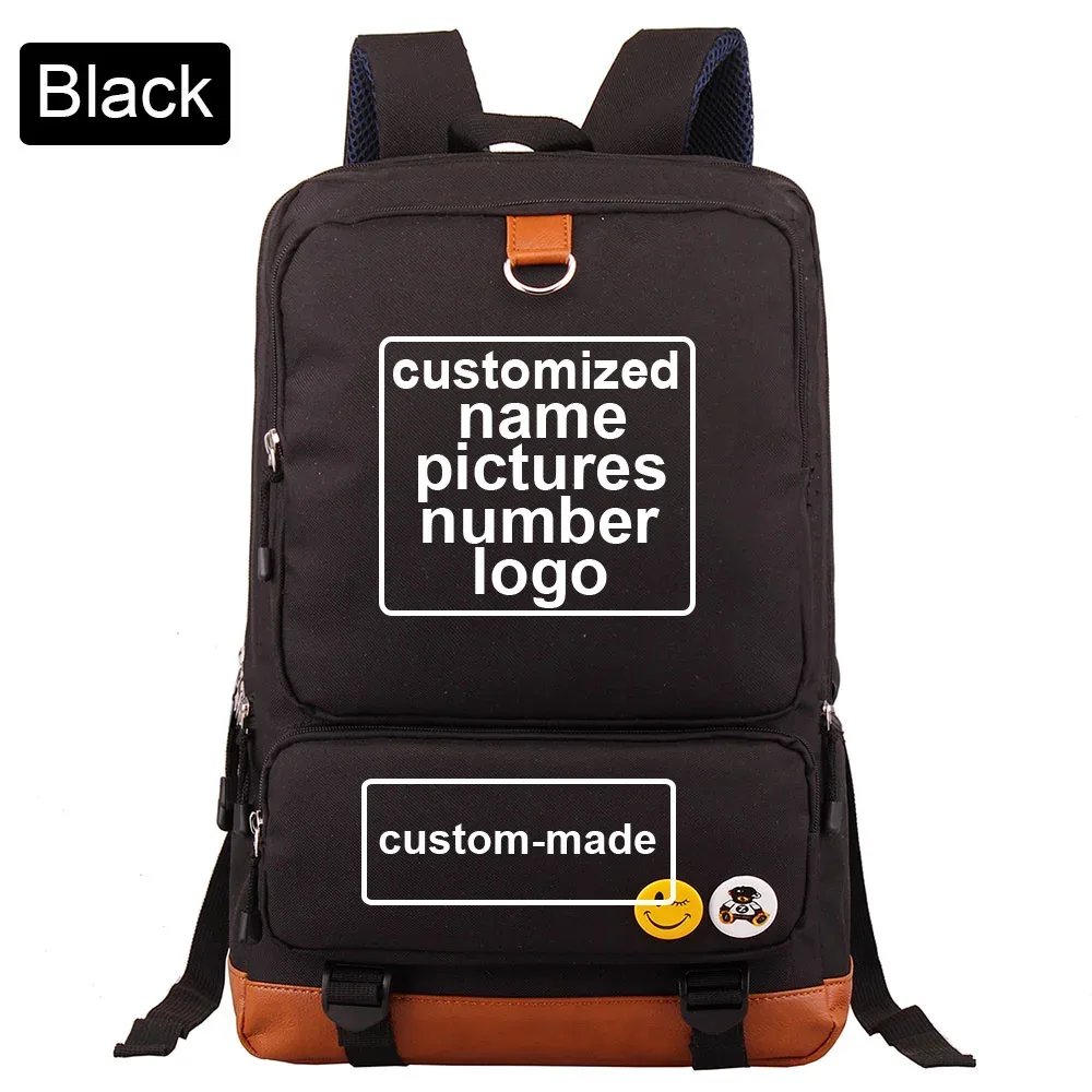 sac à dos personnalisé en toile pour homme, femme, adolescent, avec impression diy de votre photo ou logo, idéal pour l'école