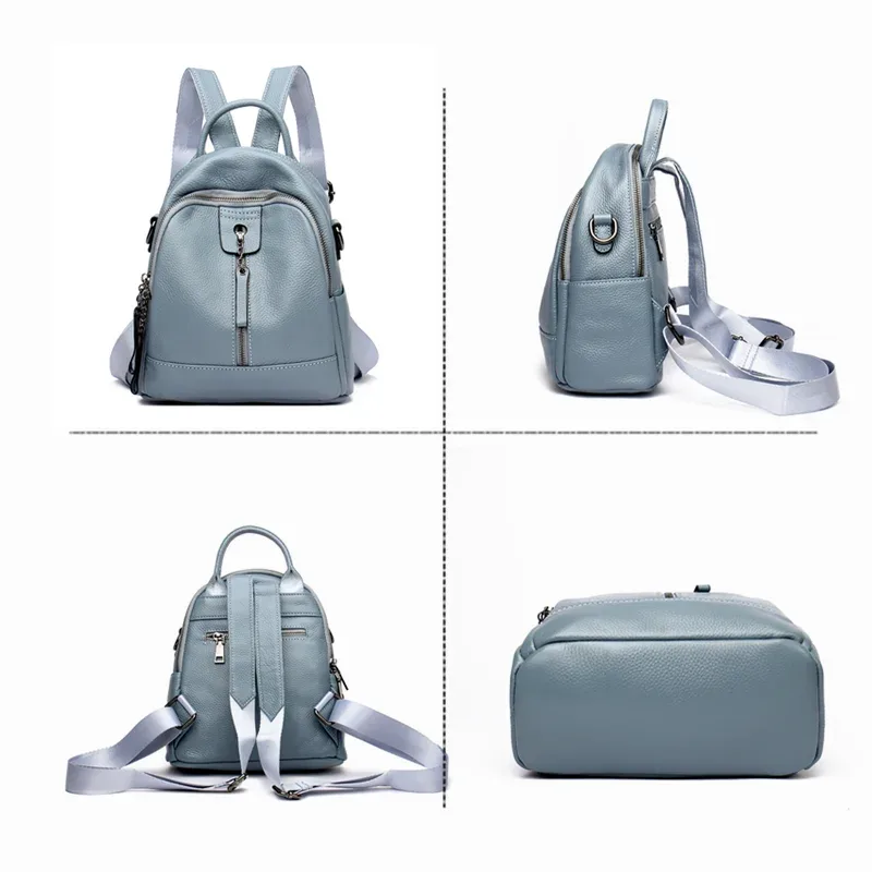 sac à dos en cuir de vache 2021 souple pour jeunes filles et femmes, accessoire de mode avec couche supérieure en véritable peau de vache, pour livre, style sac à dos, 100%
