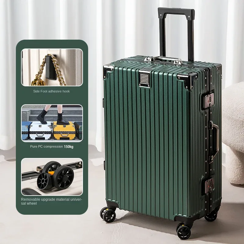 nouveau cadre en aluminium bagages 20/22/24/26/28 pouces étudiant boîtier de chariot robuste pc materia grande capacité valise sur roues