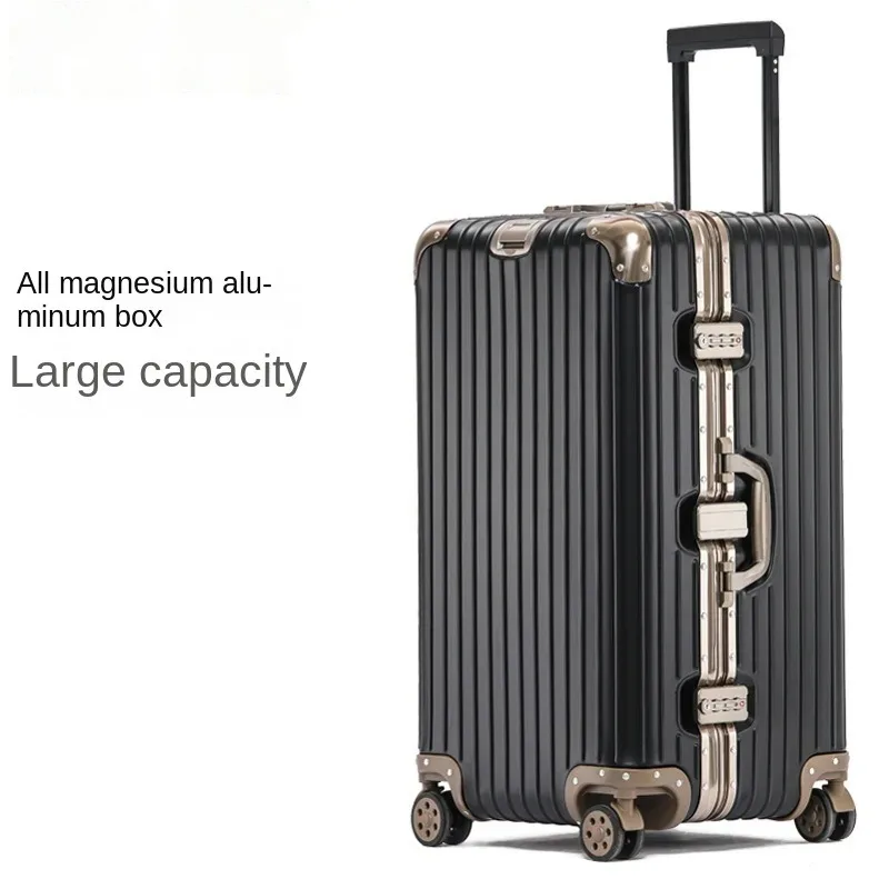 valise en alliage d'aluminium et de magnésium 100%, bagage métallique extra large, grande capacité, valise de voyage épaisse de 30 pouces, bagage de 32 pouces