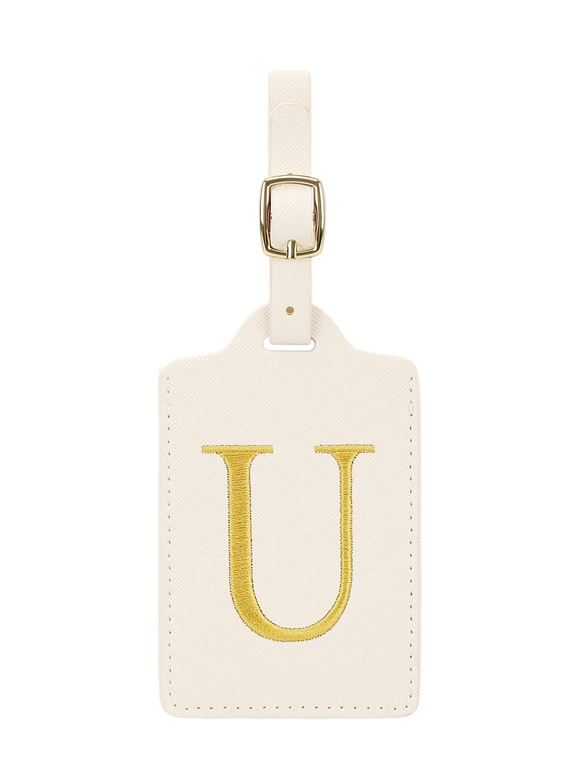étiquette de bagage en cuir brodée élégante et personnalisée, étiquette d'identification de bagage anti-perte (lettres a~z), accessoire de voyage unisexe.