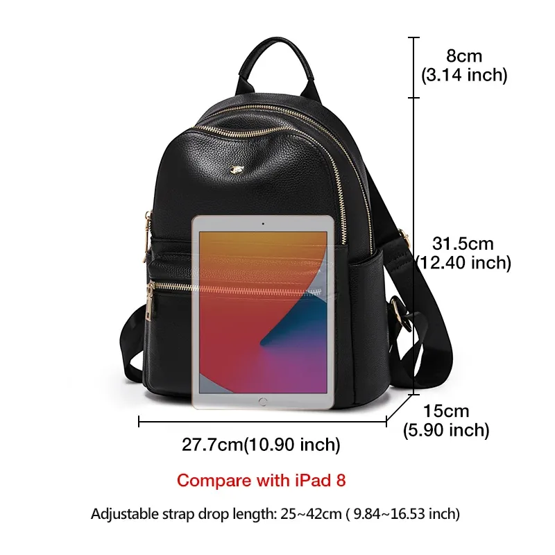 sac à dos pour femme en cuir véritable + microfibre de la marque foxer, sac de voyage tendance pour femme, grande capacité, sac à dos imperméable